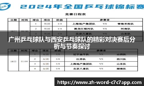 广州乒乓球队与西安乒乓球队的精彩对决赛后分析与节奏探讨